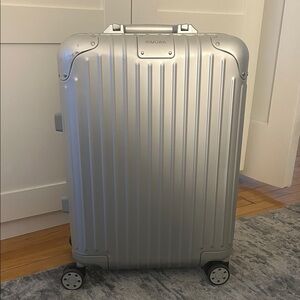 RIMOWA Silver Aluminum Carry-On Luggage